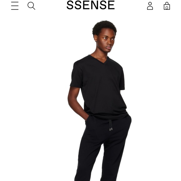 “James Bond” Sunspel Men’s Riviera Black V-neck tee (L fits like M). - Picture 1 of 7